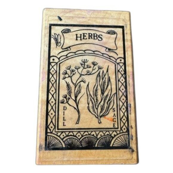 Hampton Art Stamps 1993 Vintage HERB PACKET H898 Wood Mounted Rubber Stamp - Picture 1 of 7